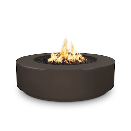 The Outdoor Plus 42 Round Florence Fire Pit - GFRC Concrete - Chocolate - Match Lit - Liquid Propane OPT-FL4224-CHC-LP